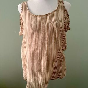 BAILEY 44 XS beige and white stripe cold shoulder top. Worn once.